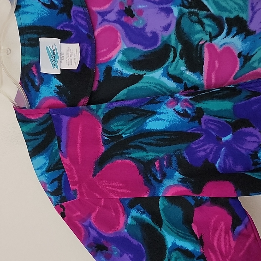 Vintage S.G. Sport Floral Artsy Purple, Pink, Blue, Green & Black Blazer M - Picture 9 of 16